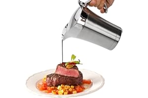 DOLASO Stainless Steel Gravy Boat, 450ml Sauce Jug with Hinged Lid and Handle, Double Wall Insulated Gravy Jug Ideal for Gravy Custard Cream Sauce, Keeps Food Warm or Cool