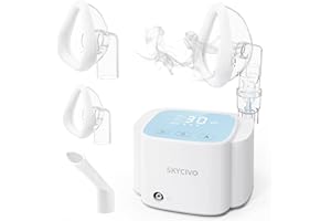 SKYCIVO Nebuliser Machine for Adults and Kids, Ultra Quiet Smart Digital Compressor Steam Inhaler, Portable Nebuliser with Adjustable Pressure and Countdown Timer for Home & Travel Ues