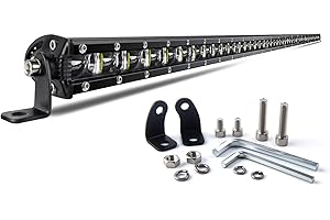 CO LIGHT Barre LED 50 Pouces 128cm Simple Rangée Faisceau Combiné pour Conduite Tout-Terrain avec Supports de Fixation et Réflecteurs 6D Adaptée aux Camions Voitures Cabines Bateaux ATV/UTV