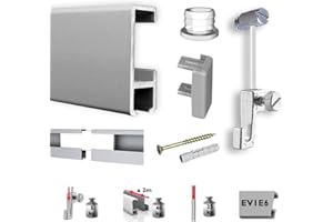 Neumann Bilderrahmen Bilderschienen Set 3 m mit Gleiter, Galerieschienen Set in Silber matt, Aufhängesystem für Bilder inkl. Zubehör