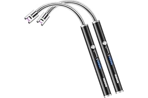 RONXS Candle Lighter, Electric Arc Lighter Rechargeable USB Long Lighter with Battery Display, Windproof Flameless Plasma Lighter for Home Kitchen Gas Stove BBQ Camping Activities