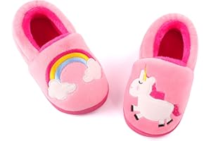 LACOFIA Pantuflas Antideslizante de Invierno para niños Zapatillas de casa de Peluche cálida para niños
