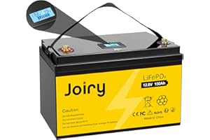 Joiry 12V 150Ah 1920Wh LiFePO4 Akku LED Display Lithium Batterie mit über 8000 Mal Tiefzyklen und BMS Schutz für Solaranlage, Wohnmobil, Boot, Haushalt, Solarpanel Kit, Camping
