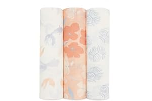 aden + anais Swaddle Blanket - Pack of 3, Koi Pond | Silky Soft 120x120cm | Large 100% Breathable Bamboo Muslin Cotton Swaddle Wrap Set for Baby Girls & Boys | Newborn & Infant Sleep Essentials
