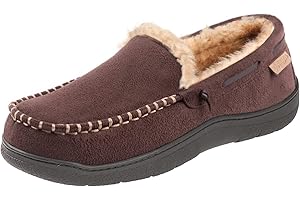 Zigzagger Men's Microsuede Moccasin Slippers Memory Foam House Shoes