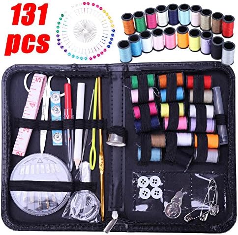 Bestomrogh Sewing Kit 121 Pieces Various Sewing Kits Pearl Pin Button Portable Professional Scissors Bobbins Family Needs Emergency Travel Sewing Accessories