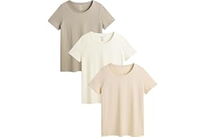 THE ESSENTIALS WARDROBE Ladies T-Shirt 3 Pack Multicoloured Womens T-Shirts Lightweight Soft Comfort Fit Tee Crew Neck Multipack Cotton T-Shirts Sizes S-4XL