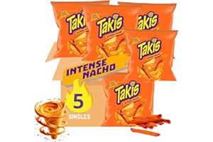 AmericanBrands American Brands Takis Intense Nacho Chips BOX 5x28,4 - Knusprige Maisröllchen mit Feurigem Käsegeschmack, Scharfe Snacks Inspiriert von Mexikanischer Küche - Perfekt für Party