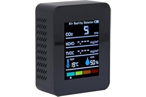 FOCKET Monitor Jakości Powietrza w Pomieszczeniach, Przenośny Duży Wyświetlacz LCD Detektor Dwutlenku Węgla Monitor CO2 z Czujnikiem PM TVOC HCHO CO2, do Samochodu z piwnicą na Wino