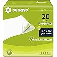 SUNKISS TrustPlus 90 x 85cm Disposable Incontinence Underpads, Absorbent Bed Pads for Adult and Elder, Furniture Protectors, Overnight Leak Protection, Odor Control, Pet Training Pads, 20 Count