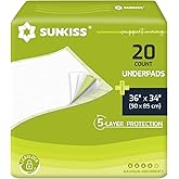 SUNKISS TrustPlus Disposable Pads 90 &times; 85 cm 20 Units | Super absorbent and anti-leak for bed, sofa or furniture. Suitable fo