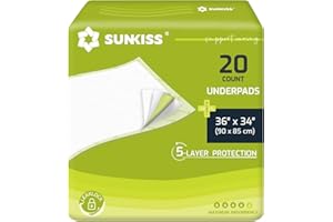 SUNKISS TrustPlus Alèses Jetables 90cm x 85cm pour Incontinence, Protège-Matelas Super Absorbants et Imperméables, Protège-Meubles, Tapis Absorbants pour Adultes, Personnes Âgées et Animaux, 20 Unités