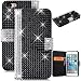 Produktbild GrandEver iPhone 6 Plus/iPhone 6S Plus Diamant Lederhülle Glitter Glitzer Shiny Glanz Sparkle Clear Glänzend Flip Wallet Case PU Ledertasche Hülle Backcover Handyhülle Schutz Hüllen im Bookstyle Ledertasche mit Standfunktion Kartenfächer Magnetverschluss Etui Schale Schutzhülle(Schwarz)