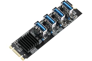 YABOANG Adaptador elevador M.2 NVMe a 4 USB PCIE, M2 M-Key a PCIE, 1 tarjeta convertidora USB 3.0 con disipador de calor, tarjeta extensora divisora PCI Express 1X a 16X para minería Ethereum BTC