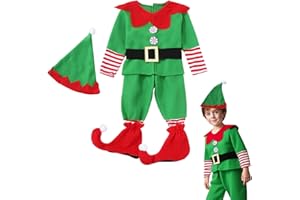 Generico Vestiti per Natale per Bambini Costume da Elfo Natale Set Completo con Gonna Costume di Prestazioni Vacanza Christmas St Patrick Day Carnevale e Cosplay