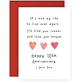 Romantic 10 Years Anniversary Card For Him Her - '10th Anni Love You Longer' - Gifts for Babe, Girlfriend, Boyfriend, Husband, Wife, Spouse - Sweet Message - Comes with Fun Stickers