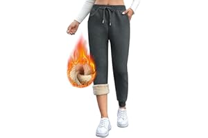 Vorvowry Joggery z podszewką polarową, damskie puszyste spodnie sherpa, ciepłe termiczne spodnie dresowe, zimowe grube spodnie treningowe, kieszenie ze sznurkiem dla kobiet, do biegania, fitnessu