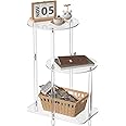 Eglaf Acrylic Round Side Table - 3 Tiers Step End Table - Clear Nightstand Small Bedside Table Accent Entryway Table, for Living Room, Bedroom, Hallway, 16.7'' L x 11.8'' W x 23.5'' H