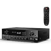 Donner Premium 2 Channel 600W Peak Power Home Audio Amplifier with Bluetooth 5.3, 2 Microphone Inputs, RCA, Phono, Optical/Co