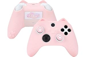 GeekShare Controller Skin Grips Set for X-box Series Silicone Protective Cover Skin Case Compatible with X-box Series X Controller with 2 Thumb Grip Caps and 2 Stickers (Pink Cat Paw)