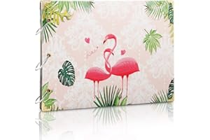 THXMADAM Scrapbook Photo Album Wedding Guest Book 3 Ring Binder Memories Book “Flamingo” with 60 Pages for 6x4 5x7 Photo Gift for Christmas Valentines Anniversary Birthday for Mum Girlfriend
