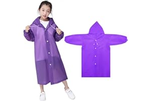 TINSELLNS Kids Waterproof Rain Coat, EVA Rain Poncho with Hood for Girls Boys, Reusable Children Raincoat Toddler Hooded Rain Jacket Cape, for School Hiking Cycling Camping Travel