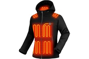 XINSONYUELL Beheizbare Jacke Damen mit Powerbank 16000mAh, Beheizte Jacke mit Kapuze und 15 Heizzonen, Elektrische Wärmejacke für Frauen Outdoor
