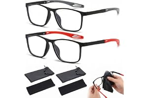 2-pack intelligenta autofokusglasögon med automatisk justering av gradering, läsglasögon med variabelt fokus för män och kvinnor, inklusive 2 fodral och 2 rengöringsdukar - svart och rött