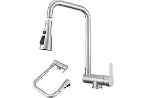 SJQKA Mitigeur Cuisine Rabattable, Robinet Cuisine Rabattable Avec 3 Jets Modes,robinet Cuisine Pliable Pour Fenêtre,Mitigeur Evier Cuisine En Acier Inoxydable 304 Brossé (Brossé)