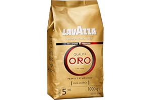 ‎LAVAZZA Lavazza, Qualità Oro, Kaffeebohnen, mit Aromanoten von Früchten und Blumen, für einen Samtigen Espresso, 100 % Arabica Kaffeebohnen, Intensität 5/10, Mittlere Röstung, 1 kg