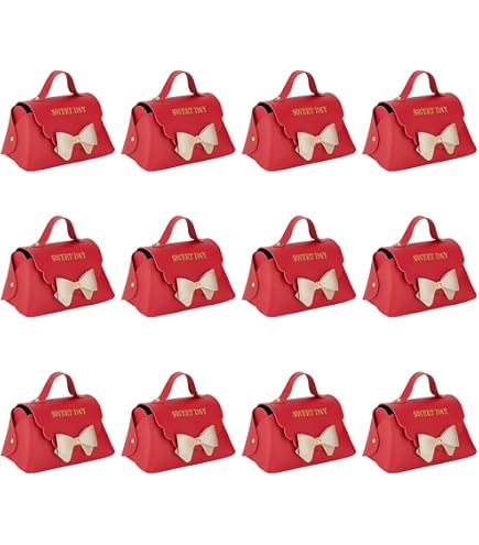 12 Stück Rosa PU-Leder Geschenkboxen Mit Griff – 13x7x8 Cm, Für Süßigkeiten & Kleinigkeiten