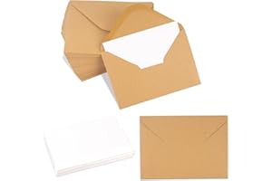 CIMOYBAI 100 sztuk mini kopert z kartkami, vintage, mini koperty z papieru typu kraft, puste karteczki, na listy, kartki z życzeniami, zaproszenia, kartki urodzinowe