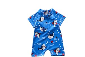 MoccyBabeLee Baby Swimsuit Boy Swimming Suit Newborn Swimwear One Piece Rash Guard Zipper Short Sleeve Beach Bathing Suits