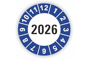 ‎FASSBENDER-DRUCK PRÜFPLAKETTEN Fassbender-Druck PRÜFPLAKETTEN - Hochwertige Prüfetiketten JAHRESPLAKETTE 2026 Ø 20mm - Selbstklebende PVC-Folie - Wartungsetiketten für Prüfung - Prüfplakette für Prüfungsnachweis (30 Stück)