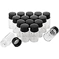 Rowiz 24 Pack 7ml Clear Glass Sample Vials with Screwcap Lab Liquid Sampling Bottles for Chemistry Lab Chemicals(Black cap)