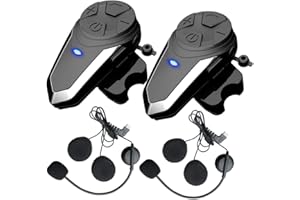 QSPORTPEAK Intercomunicador Casco Moto, Auriculares Bluetooth para Motocicleta BT-S3 1000m Bluetooth Auriculares Manos Libres para Casco Moto