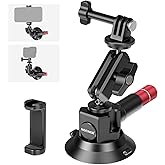 NEEWER 3" Kamera Halterung mit Saugnapf, Magic Arm mit Kugelkopf kompatibel mit ARRI 1/4" Löchern, Auto Halterung mit Handyha