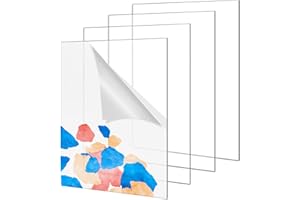 HOTACE A4 Clear Acrylic Sheets - 4 Pieces Perspex Sheet Covered with Protective Film, Transparent Plastic Sheets 1mm Thick 297 x 210mm(11.6 x 8.2 Inch) for Picture Frame, Glass Painting, Wedding Signs