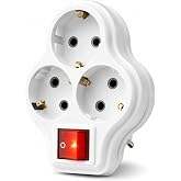 TİMSAL 3l&uuml; Anahtarlı Golyat, &Uuml;&ccedil;l&uuml; Topraklı Priz Duvar Tipi &Ccedil;oklayıcı Fiş, 16A 250 Volt, Max 3600 Watt (Beyaz)