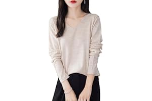 Chanyarn 100% Laine Mérinos T-Shirt Femme pour Tricot Manche Longues col V Base Voyage Randonnée Tshirt Chemise