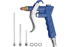AUTOUTLET Blue Pneumatic Blow Gun with 3 Air Hoses (Short, Medium, Long), Adjustable Airflow, Lightweight, Ergonomic Design, High-Efficiency Dust Blower for DIY, Garage, Workshop & Home Use