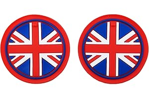 HDX Lot de 2 tapis antidérapants pour porte-bouteille d'eau Mini Cooper F54 F55 F56 F57 F60 R55 R56 R57 R58 R59 R60 R61 Hardtop Clubman Hatchback Covertible Roadster Countryman (78 mm, Union Jack rouge)