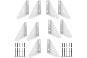 QINGYIWL 10 Pezzi Angolari Metallo per Legno, Staffe Angolari con 50 Viti, Squadrette Angolari di Supporto Triangolo, Connettore Angolare per Bordi di Tavoli e Letti, Armadi e Sedie