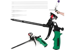 BTBHIHO No-Clean Expanding Foam Gun, Heavy Duty Stainless Steel Foam Applicator with Switch, Adjustable Metal Valve Sealant Tool for Caulking, Filling, Sealing, DIY & Insulation Projects