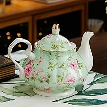 Teiera Inglese In Porcellana Da 400 Ml Con Base Riscaldante - Set Elegante Per Tè - Regalo Perfetto - Foto 5