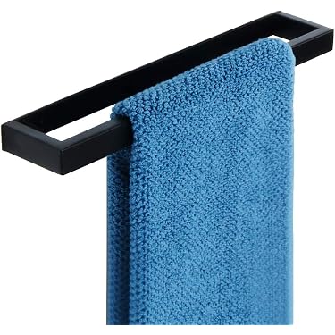 Porte Serviette Mural SHYOSUCCE Avec 5 Crochets - Rangement Serviettes Salle De Bain Noir - Hauteur 77cm
