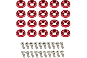 TOTMOX 20pcs Bumper Washer Screw Set Stainless Steel Aluminum Modification M6 Screw Bumper Washer Screw Set Red