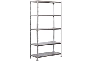 Simon Rack Estanteria Almacenaje, 180x80x30 cm, (Al x An x LR), Estanteria Metalica, 5 Alturas, 70 kg de Punto Flexión, Acero Galvanizado, Blanco - Ecoclick