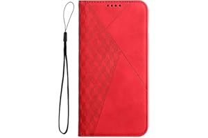 EVERAINY-EU Everainy Cover Compatibile per Xiaomi Redmi Note 11S/Note 11(6.43") Silicone Pelle Libro con Corda Bumper Motivo Flip Portafoglio Case Antiurto Resistente Magnetica Protettiva Custodia (Rosso 1)