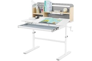 ‎JOYLDIAS JOYLDIAS Höhenverstellbarer Kinderschreibtisch, Studiertisch für Kinder mit Bücherregale, Neigbarer Schreibtisch, Multifunktionaler Schülerschreibtisch mit Schubladen und Haken